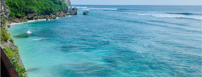 Crystal clear water & cliffside beaches around Uluwatu