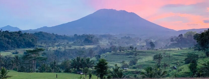 Watching the sunrise over an active volcano