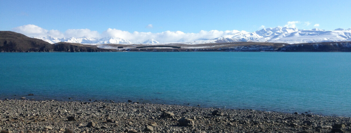 The ice-blue lakes & pebble shores of Lake Tekapo